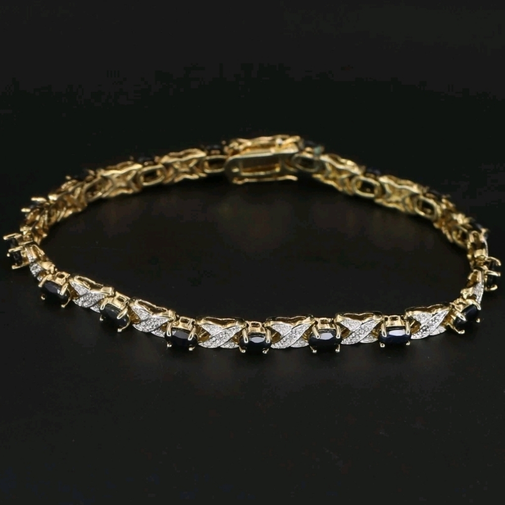 Sapphire & Diamond XOXO Gold Tennis Bracelet